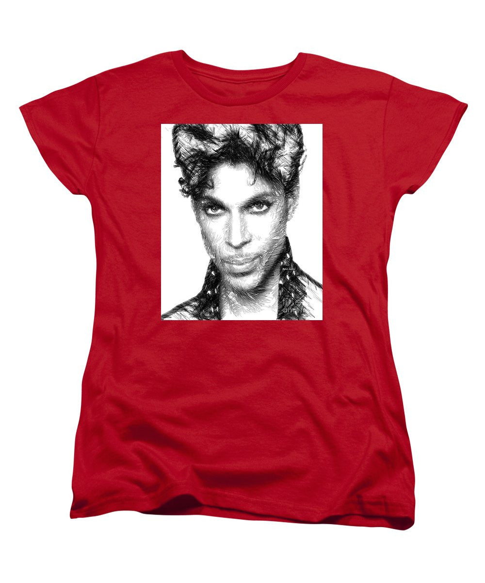 Women's T-Shirt (Standard Cut) - Prince - Tribute Sketch In Black And White