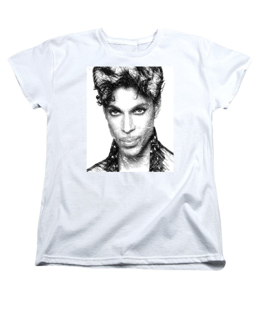 Women's T-Shirt (Standard Cut) - Prince - Tribute Sketch In Black And White