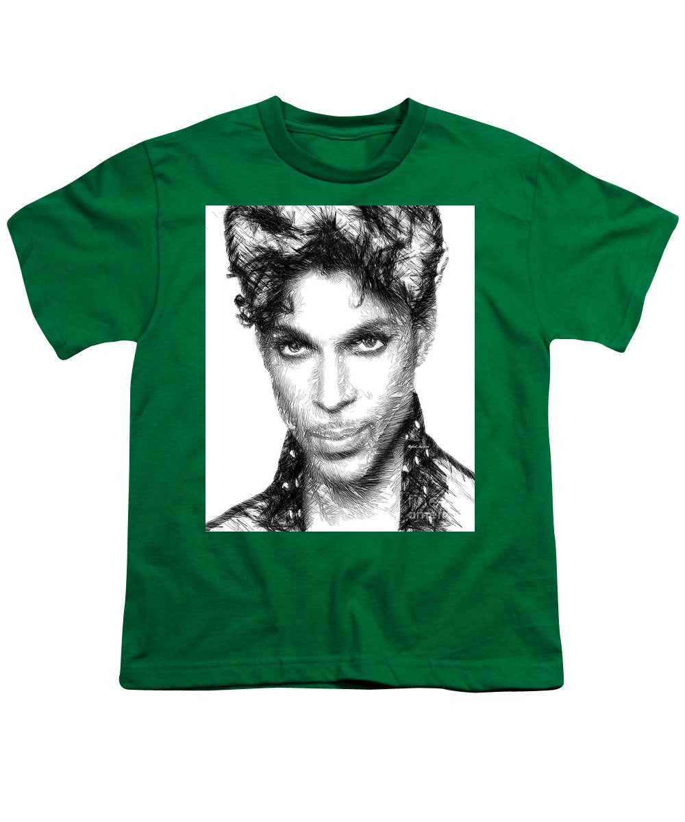 Youth T-Shirt - Prince - Tribute Sketch In Black And White