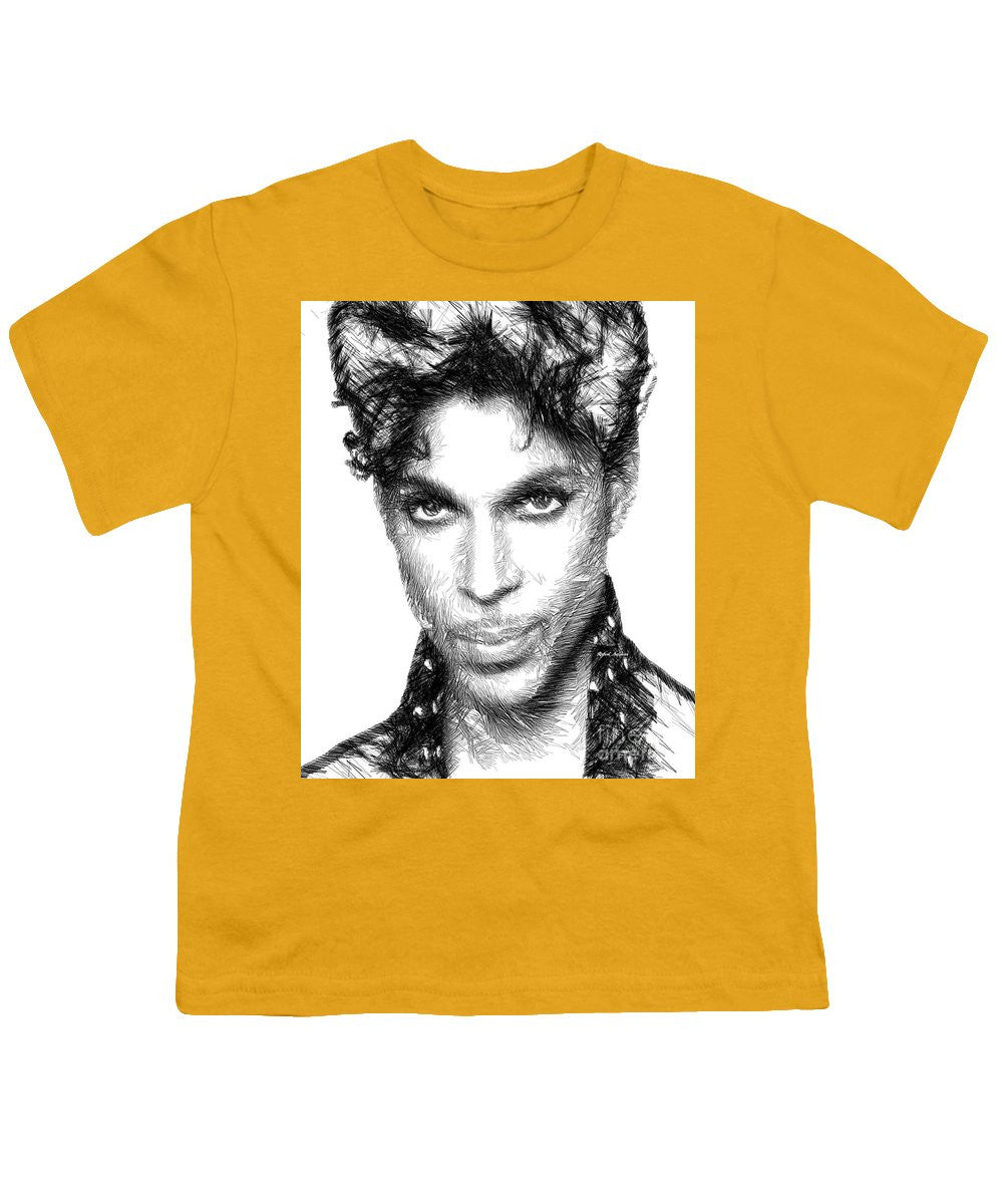 Youth T-Shirt - Prince - Tribute Sketch In Black And White