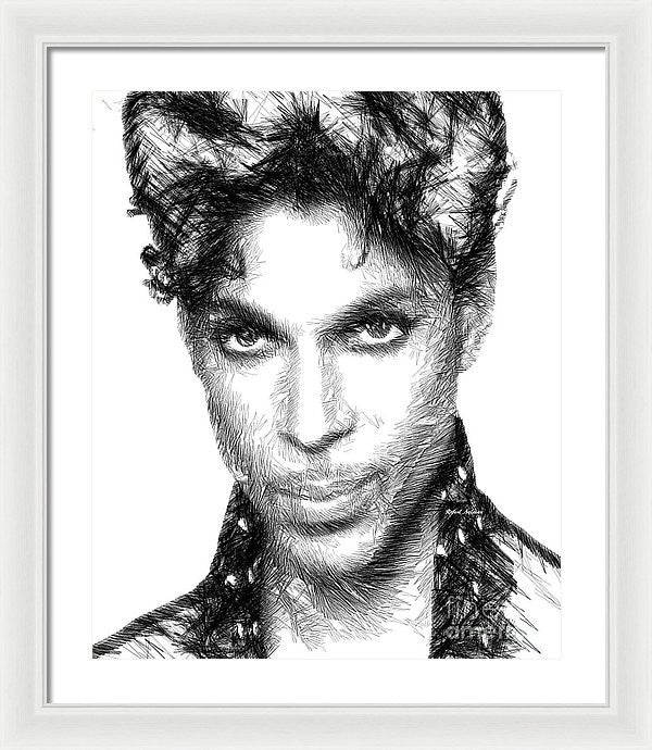 Framed Print - Prince - Tribute Sketch In Black And White