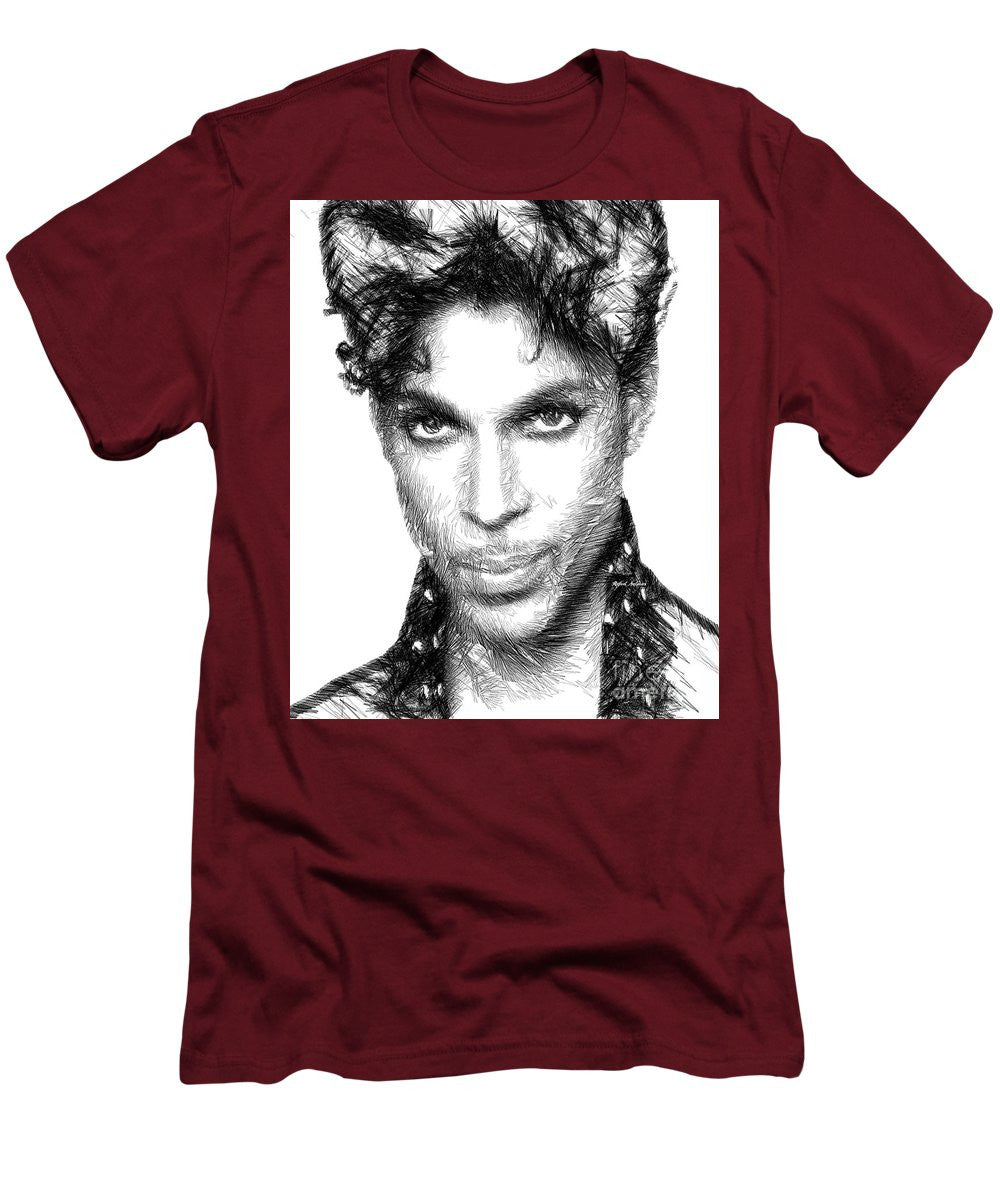 T-shirt pour homme (coupe ajustée) - Prince - Croquis hommage en noir et blanc