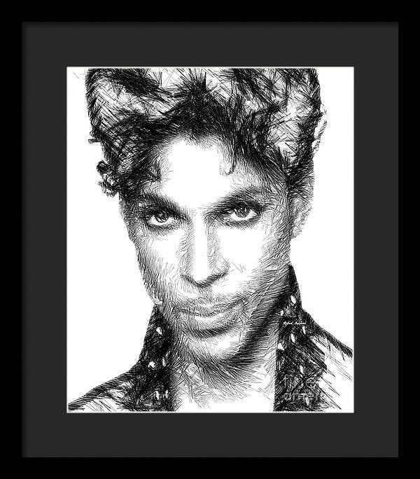 Framed Print - Prince - Tribute Sketch In Black And White