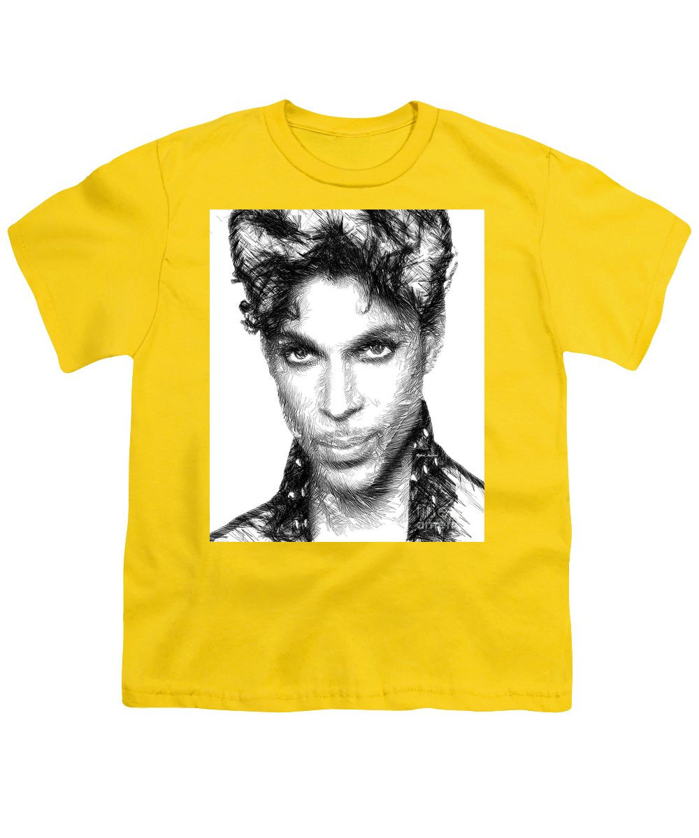 Youth T-Shirt - Prince - Tribute Sketch In Black And White