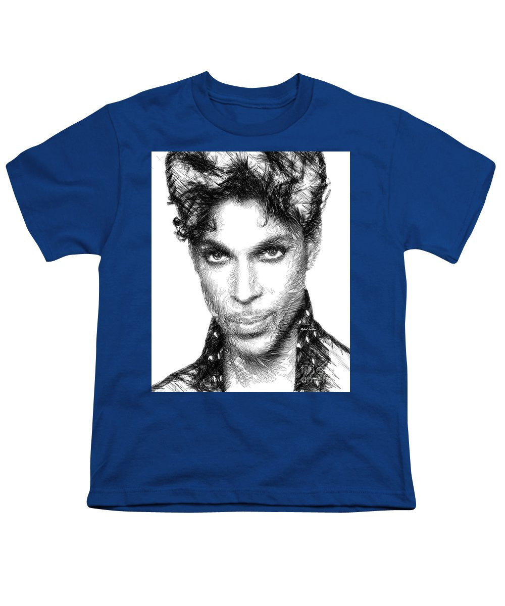 Youth T-Shirt - Prince - Tribute Sketch In Black And White