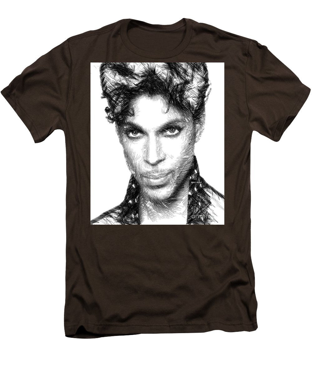 T-shirt pour homme (coupe ajustée) - Prince - Croquis hommage en noir et blanc