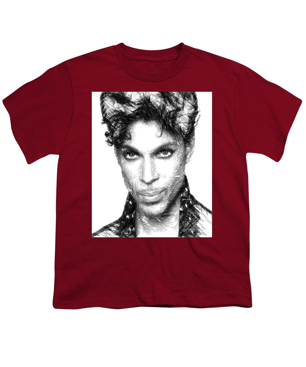 Youth T-Shirt - Prince - Tribute Sketch In Black And White