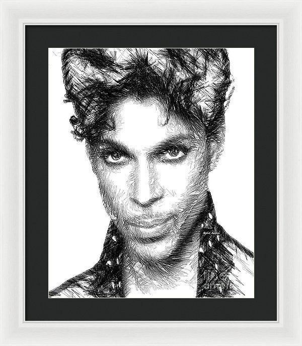 Framed Print - Prince - Tribute Sketch In Black And White