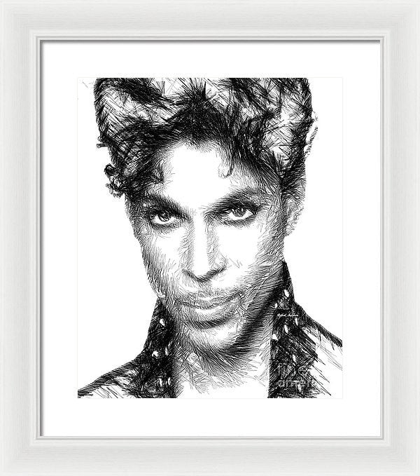 Framed Print - Prince - Tribute Sketch In Black And White