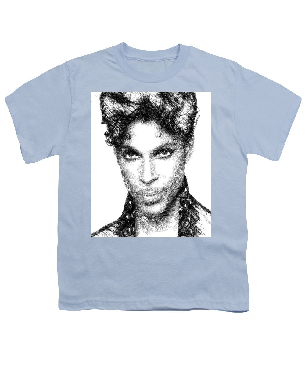 Youth T-Shirt - Prince - Tribute Sketch In Black And White