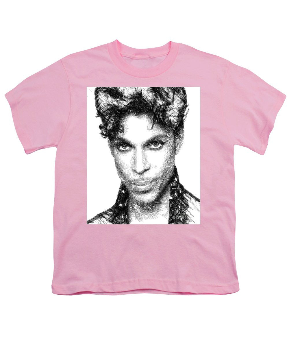 Youth T-Shirt - Prince - Tribute Sketch In Black And White