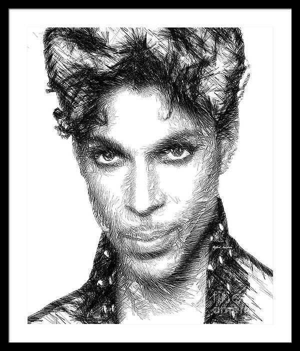 Framed Print - Prince - Tribute Sketch In Black And White