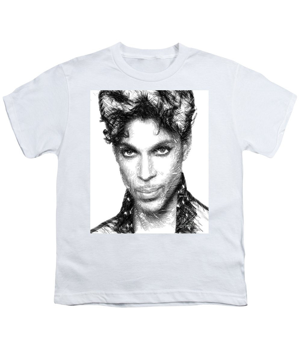 Youth T-Shirt - Prince - Tribute Sketch In Black And White