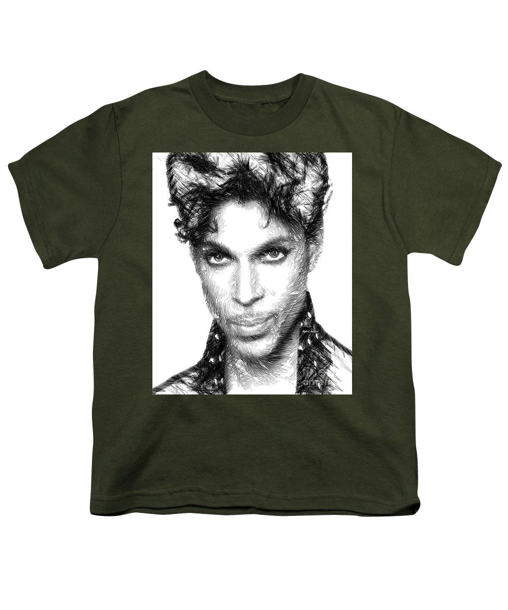 Youth T-Shirt - Prince - Tribute Sketch In Black And White