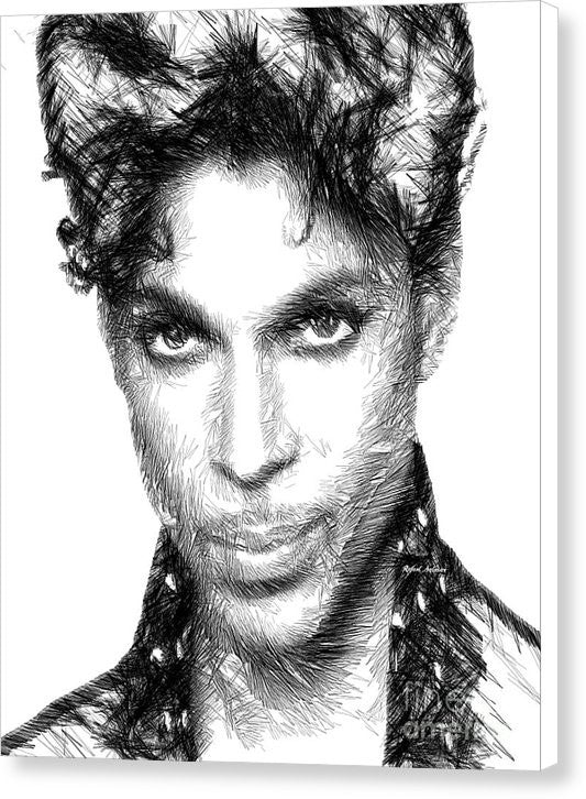 Impression sur toile - Prince - Croquis hommage en noir et blanc