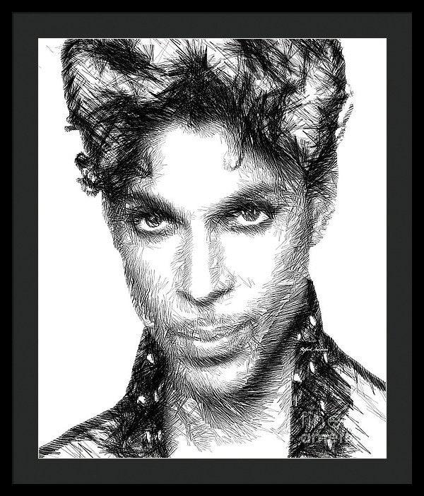 Framed Print - Prince - Tribute Sketch In Black And White