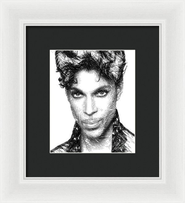 Framed Print - Prince - Tribute Sketch In Black And White