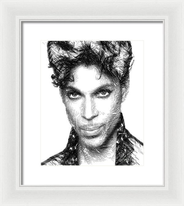 Framed Print - Prince - Tribute Sketch In Black And White