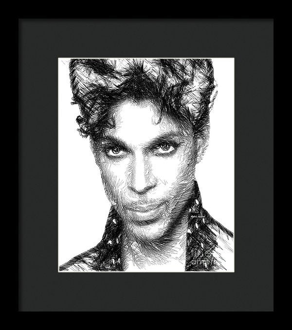 Framed Print - Prince - Tribute Sketch In Black And White