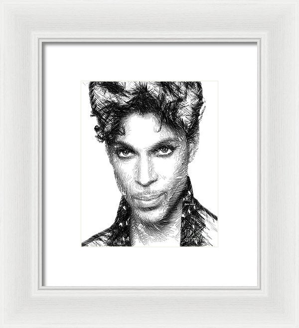 Framed Print - Prince - Tribute Sketch In Black And White