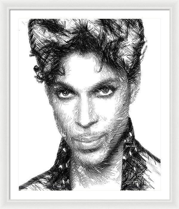 Framed Print - Prince - Tribute Sketch In Black And White