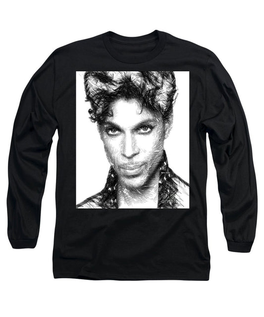 Long Sleeve T-Shirt - Prince - Tribute Sketch In Black And White