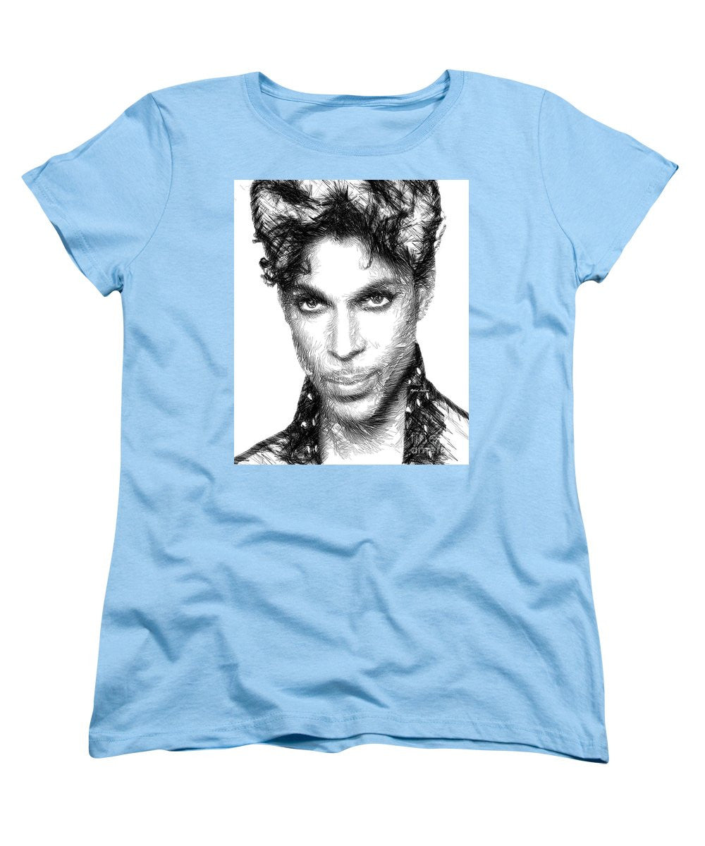 Women's T-Shirt (Standard Cut) - Prince - Tribute Sketch In Black And White