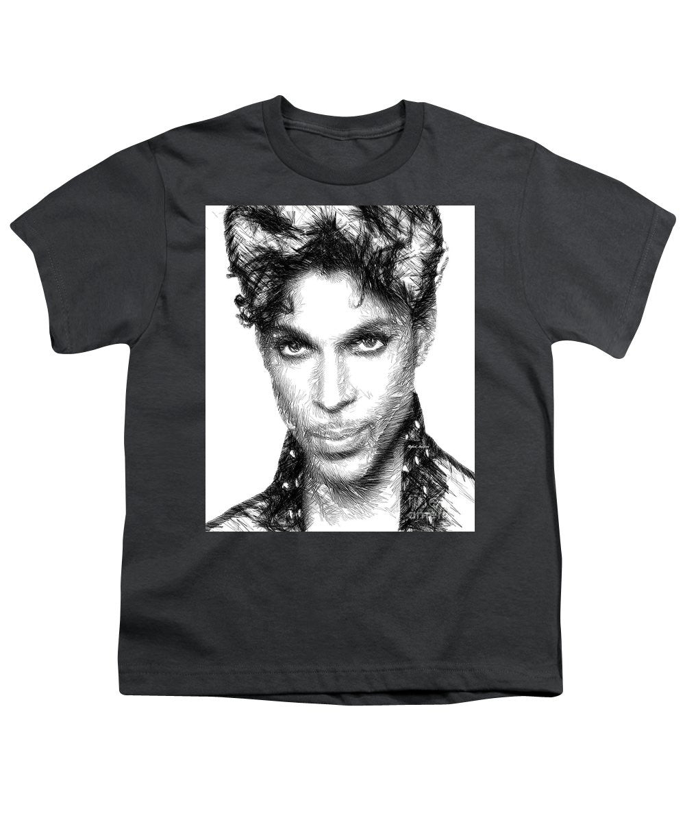 Youth T-Shirt - Prince - Tribute Sketch In Black And White