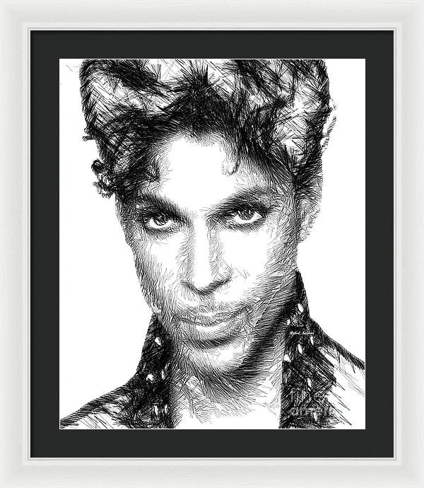 Framed Print - Prince - Tribute Sketch In Black And White