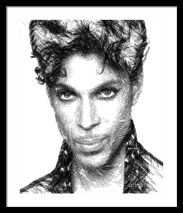 Framed Print - Prince - Tribute Sketch In Black And White