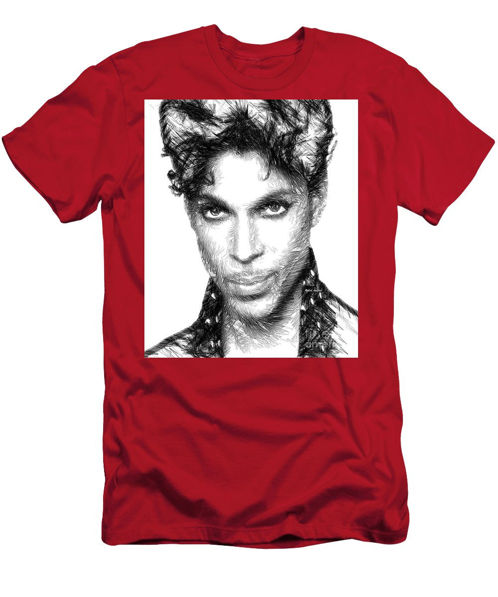 T-shirt pour homme (coupe ajustée) - Prince - Croquis hommage en noir et blanc