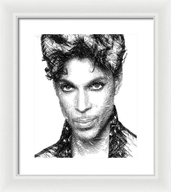 Framed Print - Prince - Tribute Sketch In Black And White