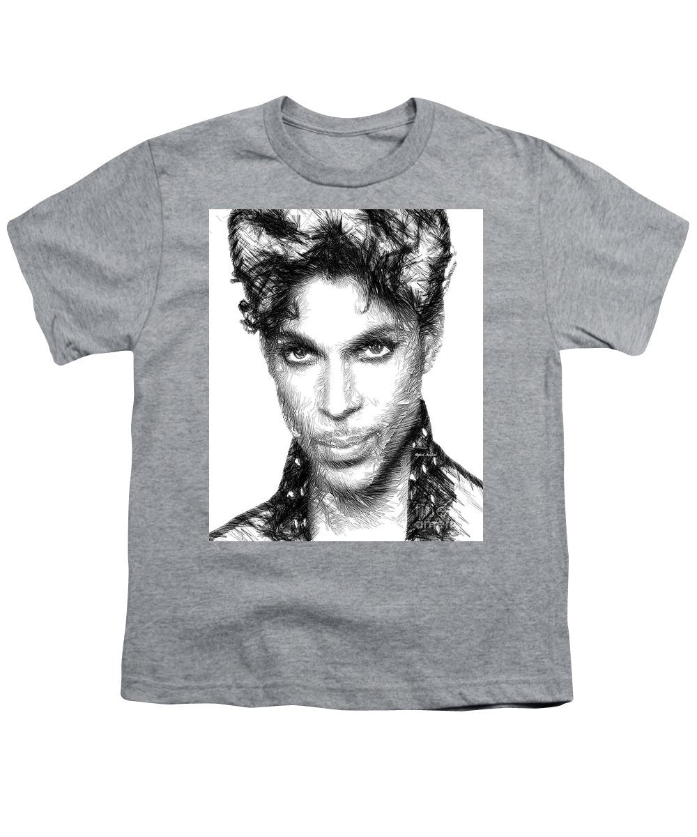 Youth T-Shirt - Prince - Tribute Sketch In Black And White