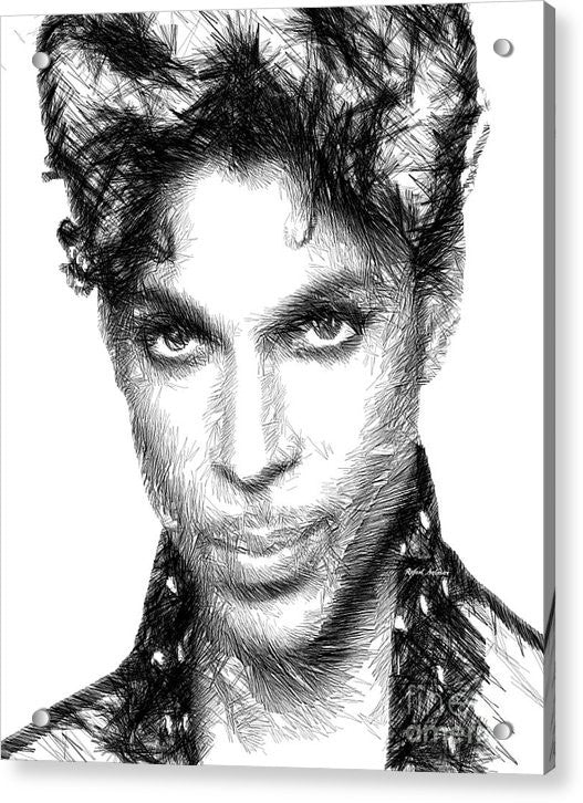 Impression acrylique - Prince - Croquis hommage en noir et blanc