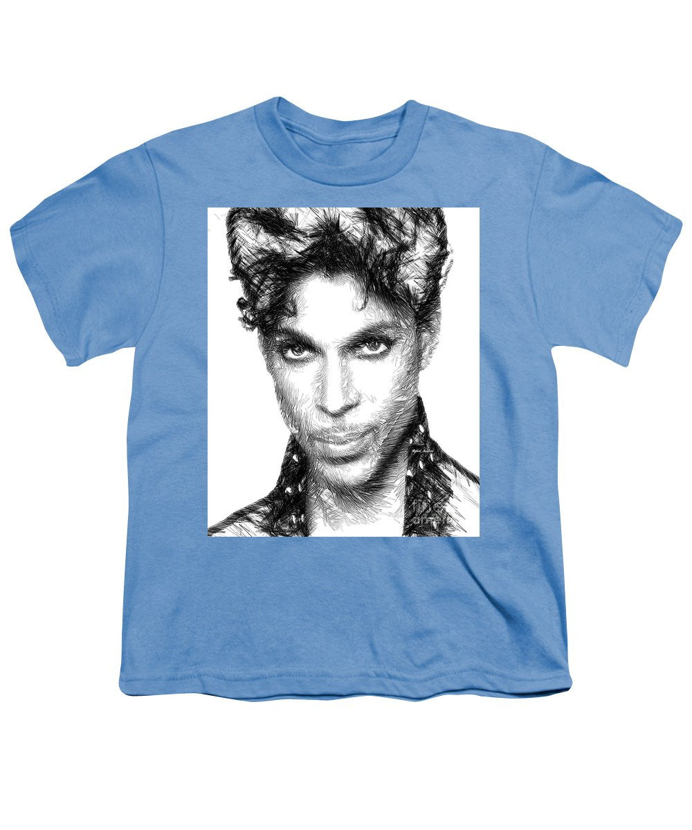 Youth T-Shirt - Prince - Tribute Sketch In Black And White