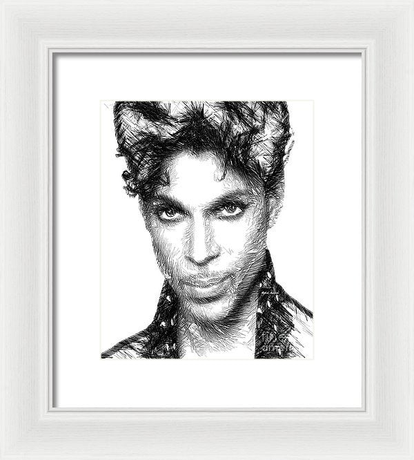 Framed Print - Prince - Tribute Sketch In Black And White