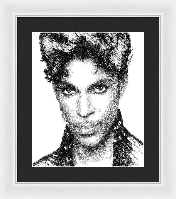 Framed Print - Prince - Tribute Sketch In Black And White