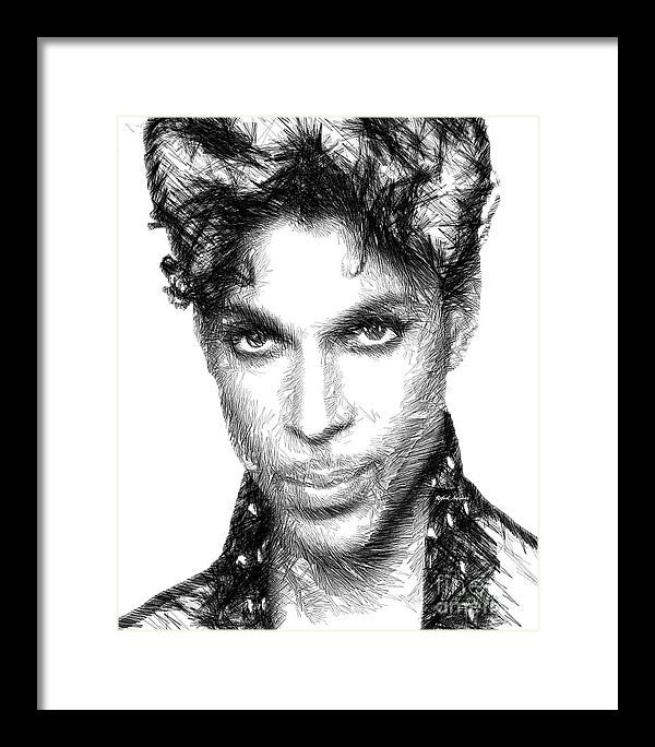 Framed Print - Prince - Tribute Sketch In Black And White