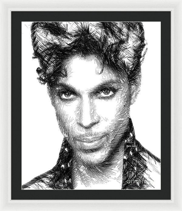 Framed Print - Prince - Tribute Sketch In Black And White