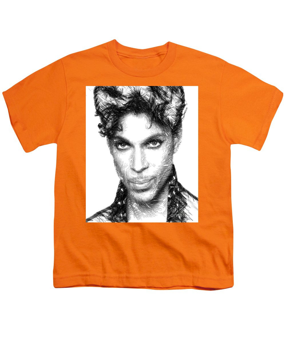 Youth T-Shirt - Prince - Tribute Sketch In Black And White