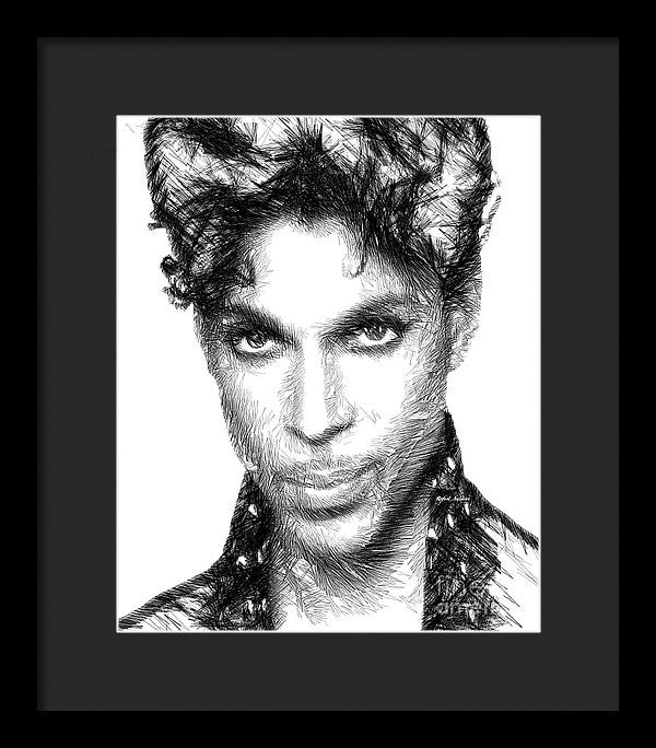 Framed Print - Prince - Tribute Sketch In Black And White