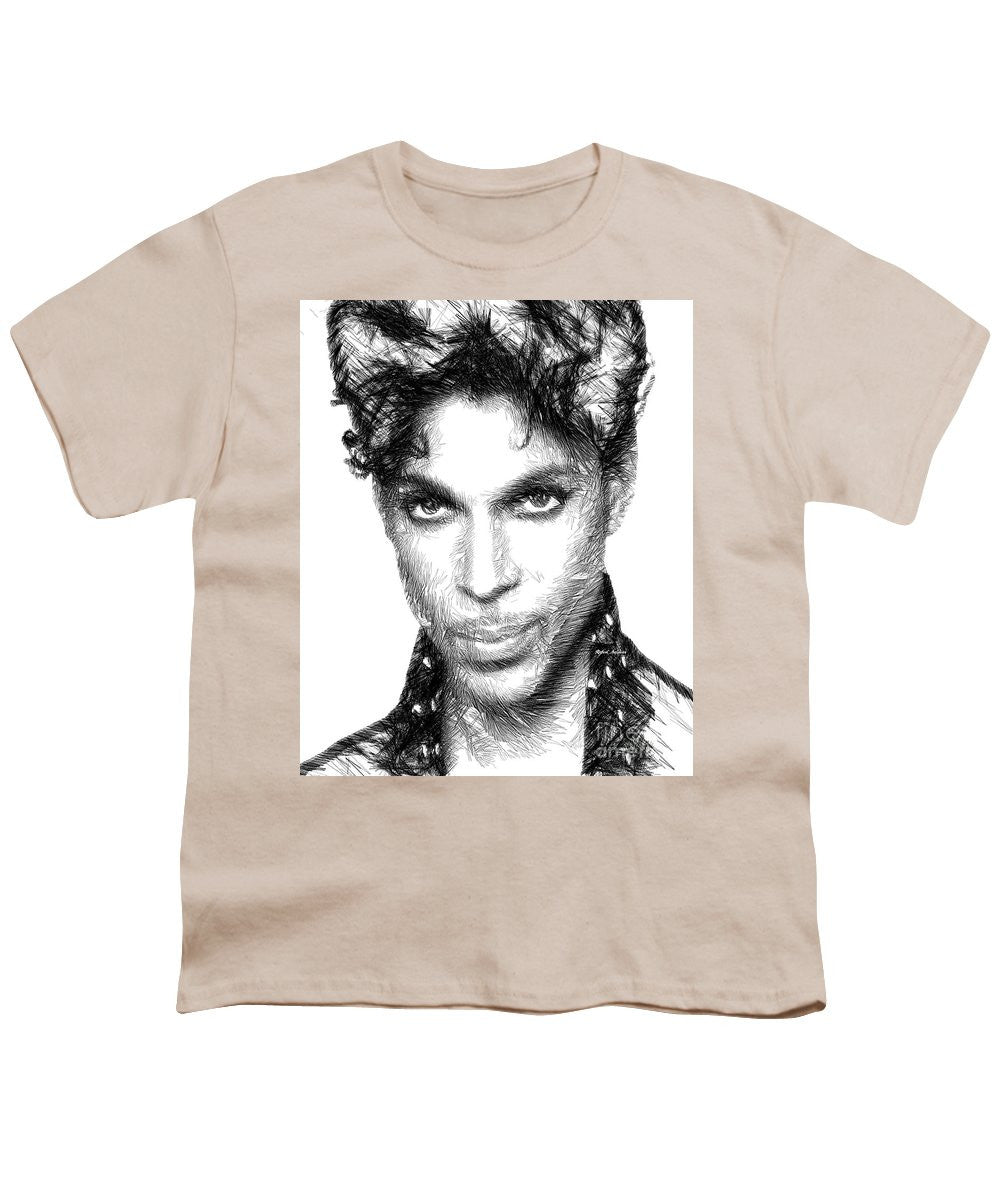 Youth T-Shirt - Prince - Tribute Sketch In Black And White