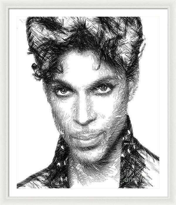 Framed Print - Prince - Tribute Sketch In Black And White