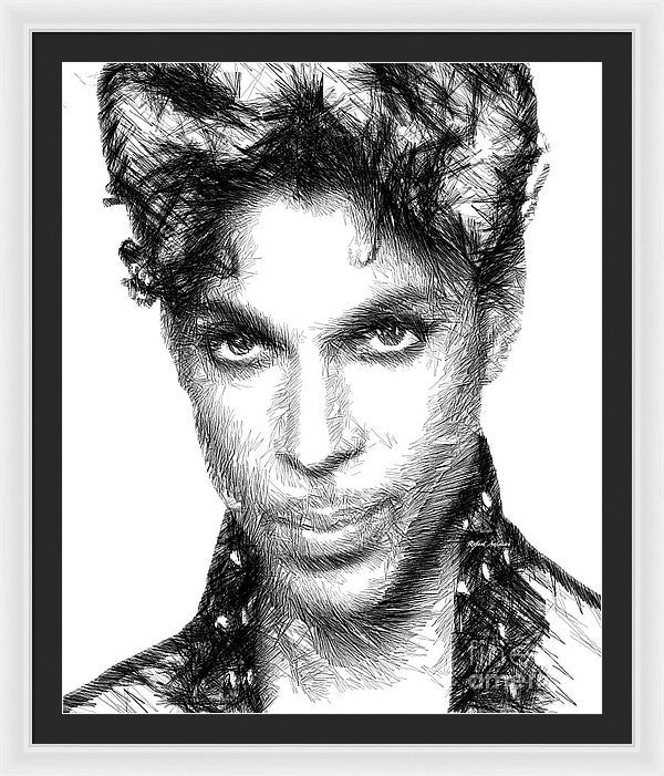 Framed Print - Prince - Tribute Sketch In Black And White