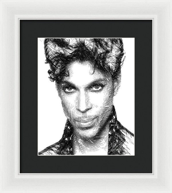 Framed Print - Prince - Tribute Sketch In Black And White