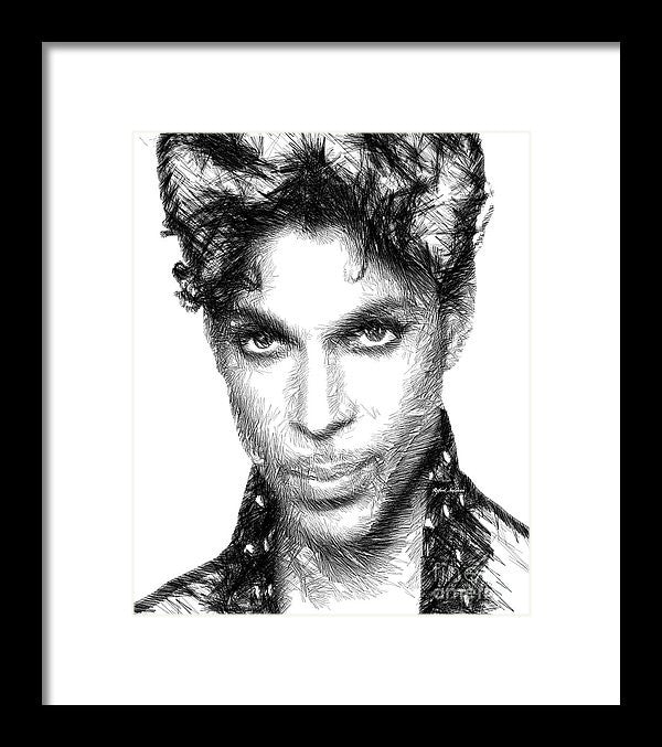 Framed Print - Prince - Tribute Sketch In Black And White