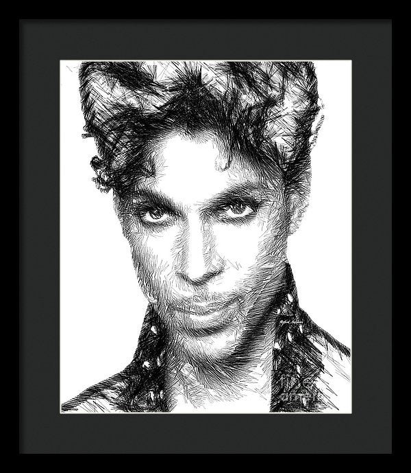 Framed Print - Prince - Tribute Sketch In Black And White