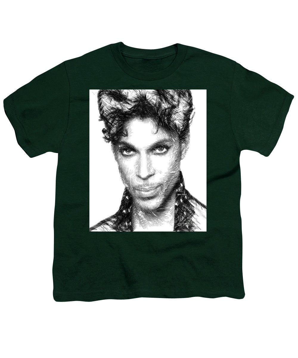 Youth T-Shirt - Prince - Tribute Sketch In Black And White