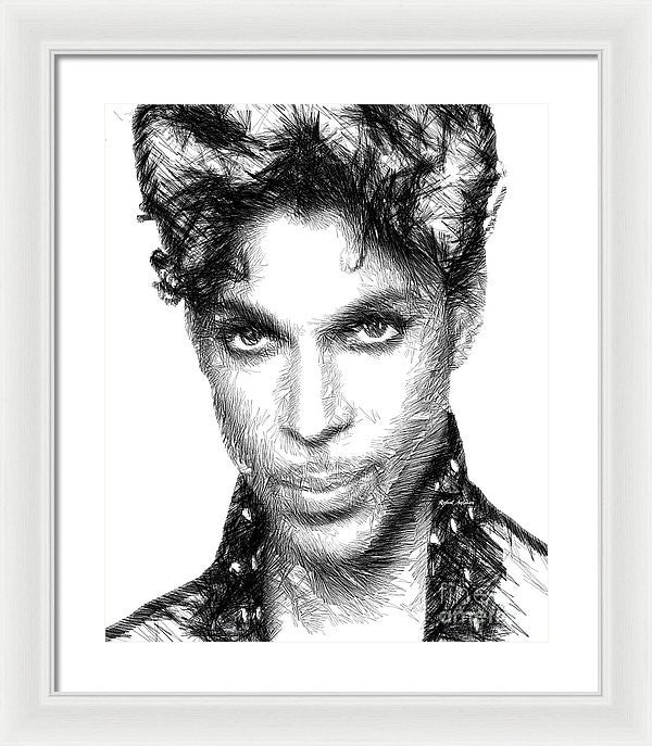 Framed Print - Prince - Tribute Sketch In Black And White