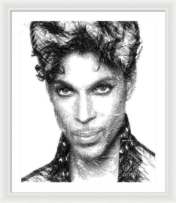 Framed Print - Prince - Tribute Sketch In Black And White